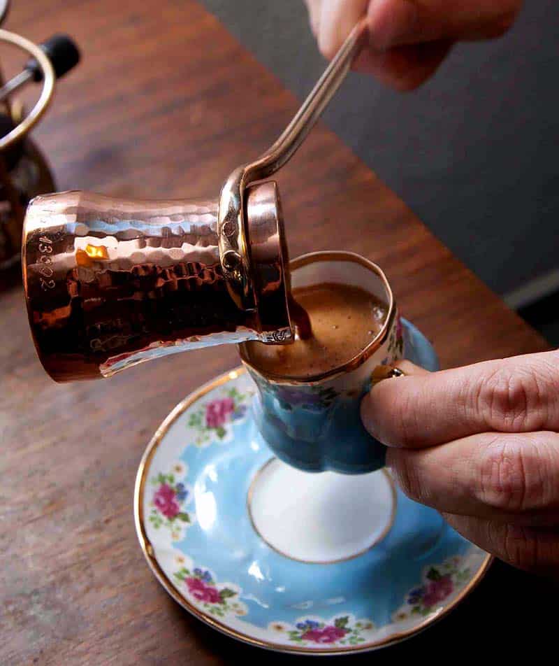 Turkish coffee sezve pot and cup